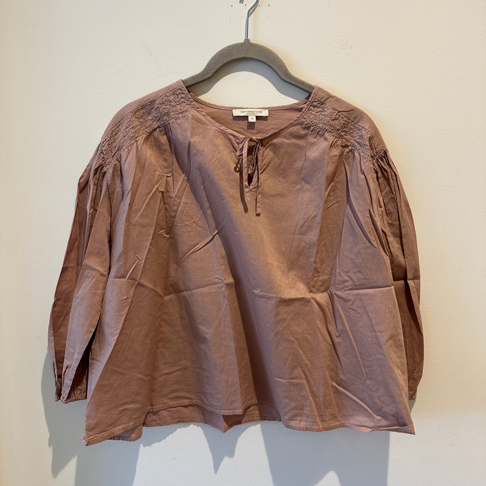 carmel Tie front Cotton Poplin Long Sleeve Blouse size 10(girls)